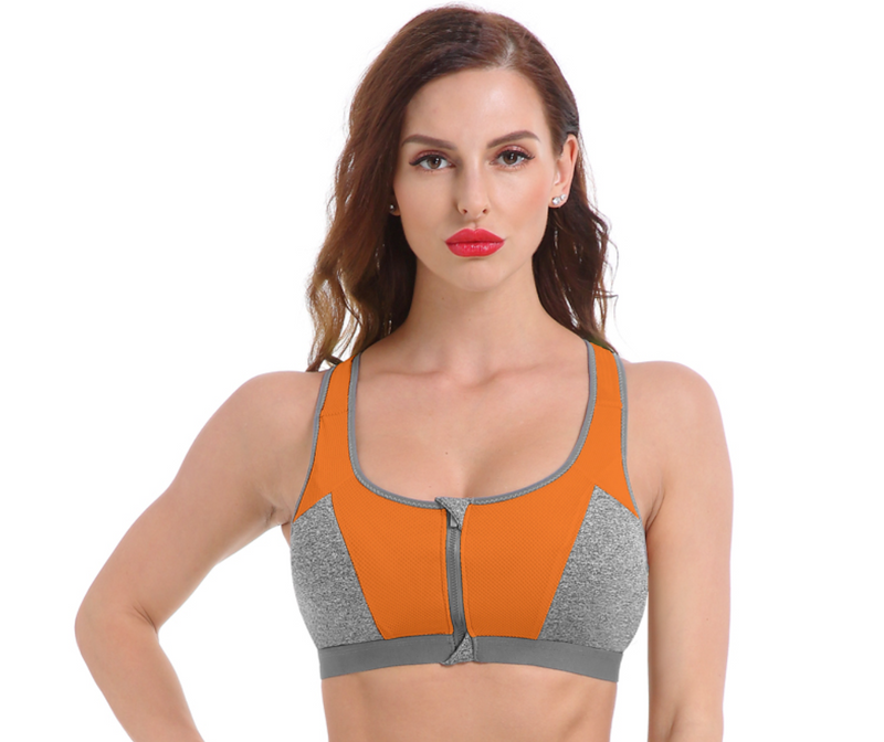 Women Zipper Push Up Sports Bras