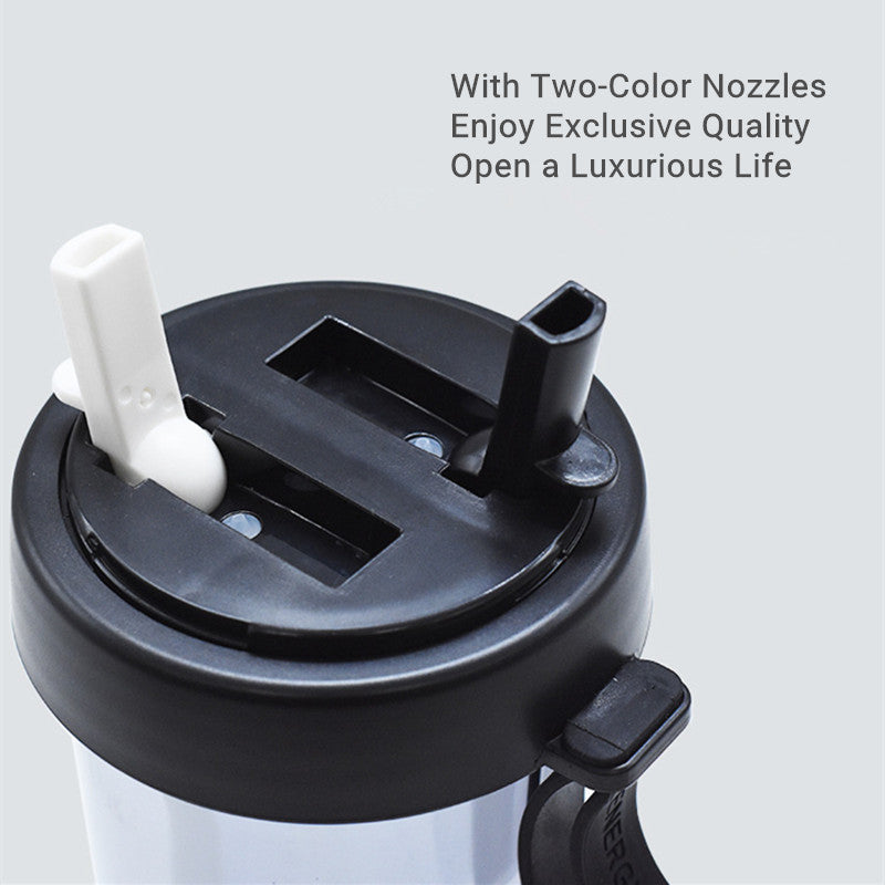 Double-tube opening  Creative Dual-use Water Bottle Drinking Cup Leak Proof