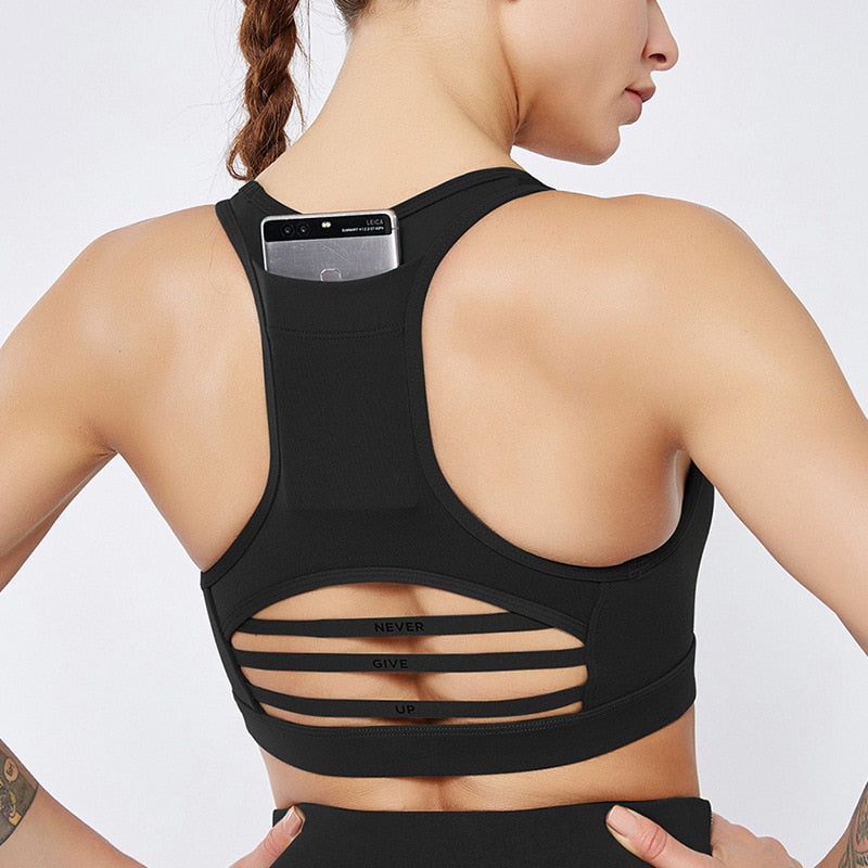 Women's Sports Bra  Back Pocket