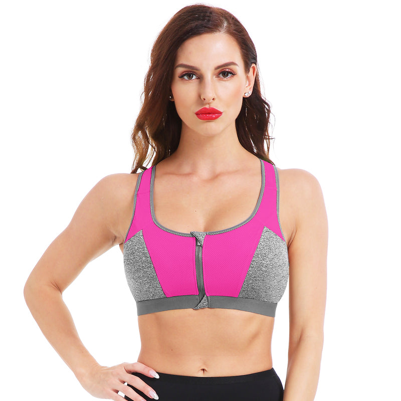 Women Zipper Push Up Sports Bras