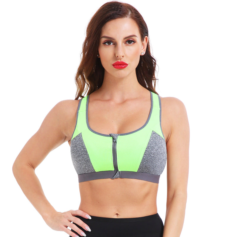 Women Zipper Push Up Sports Bras