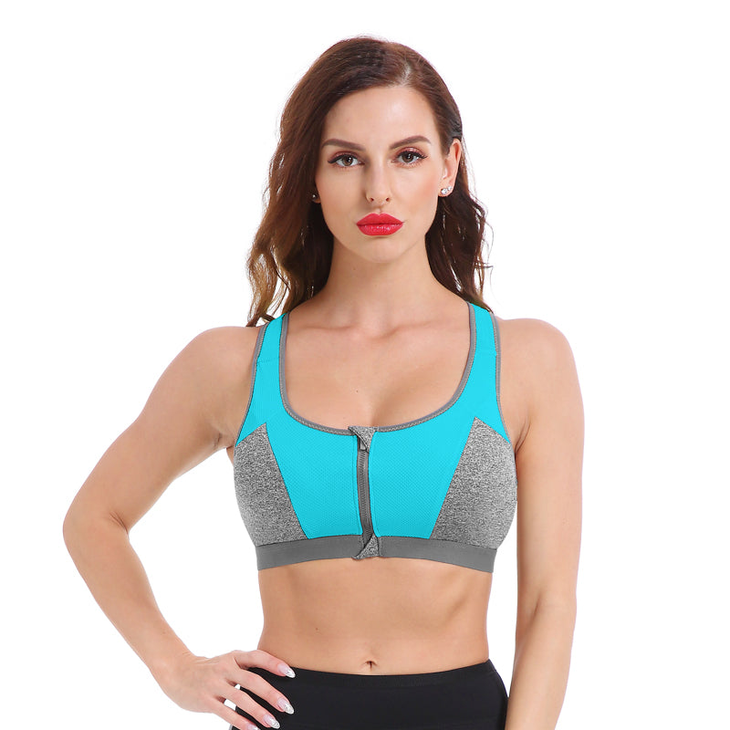 Women Zipper Push Up Sports Bras