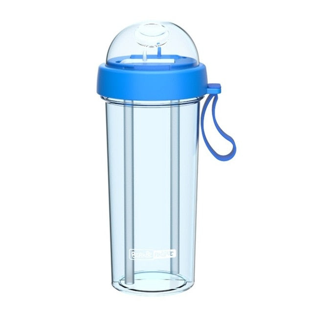 Double-tube opening  Creative Dual-use Water Bottle Drinking Cup Leak Proof