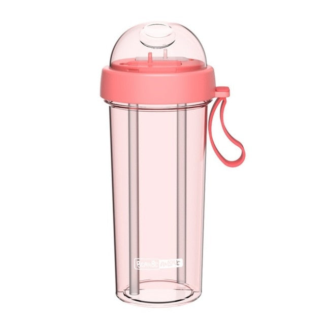 Double-tube opening  Creative Dual-use Water Bottle Drinking Cup Leak Proof