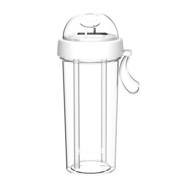 Double-tube opening  Creative Dual-use Water Bottle Drinking Cup Leak Proof